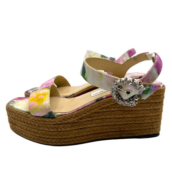 Jimmy Choo Mirabelle Crystal Embellished Wedges Sandals EU 37 - Picture 4 of 9